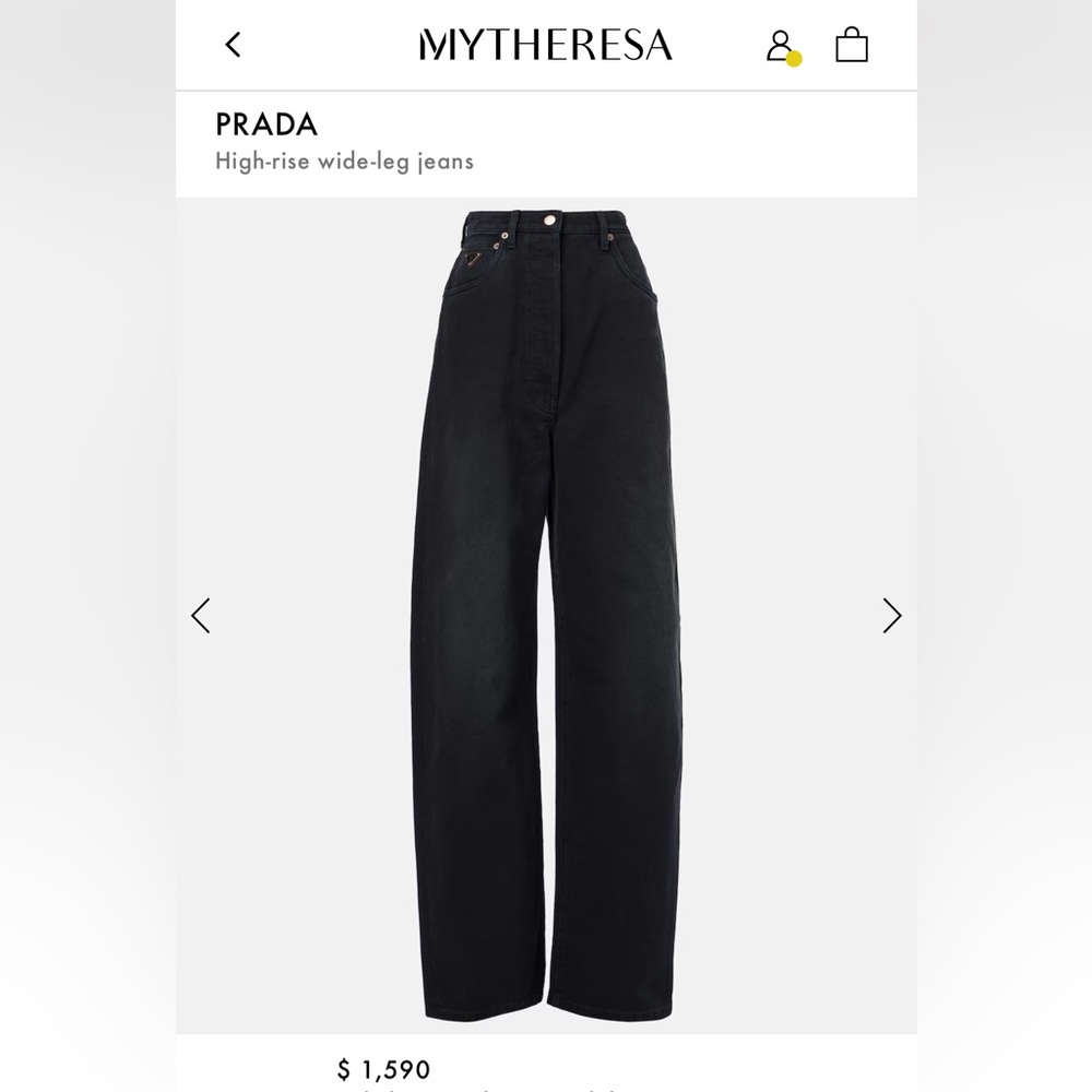 NWT Prada Black High-Rise Wide-Leg Jeans